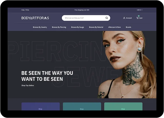 Bodyartforms Ecommerce Website Redesign - Homepage