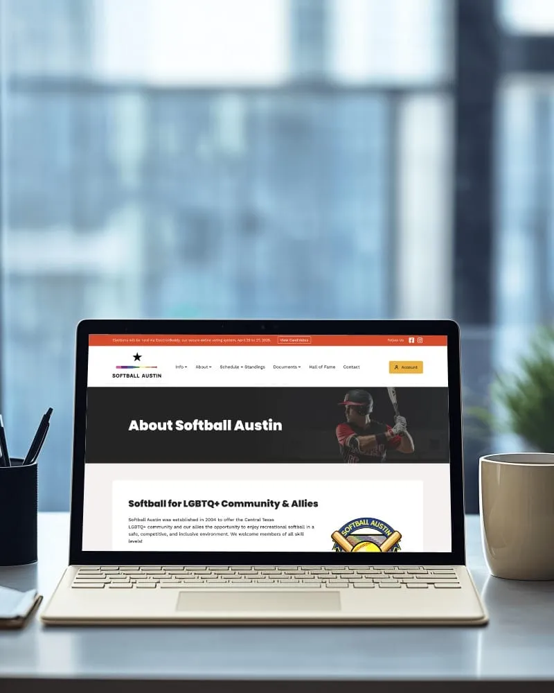 Softball Austin About Page- Sports & Recreation - Website Redesign
